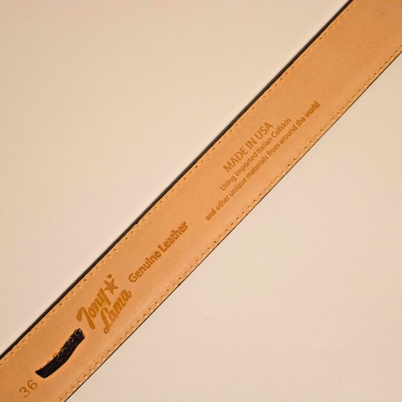 NWT Tony Lama USA Croc Embossed Brown Leather Western Belt Men Sz 36 (44"x1.5") - Picture 10 of 11